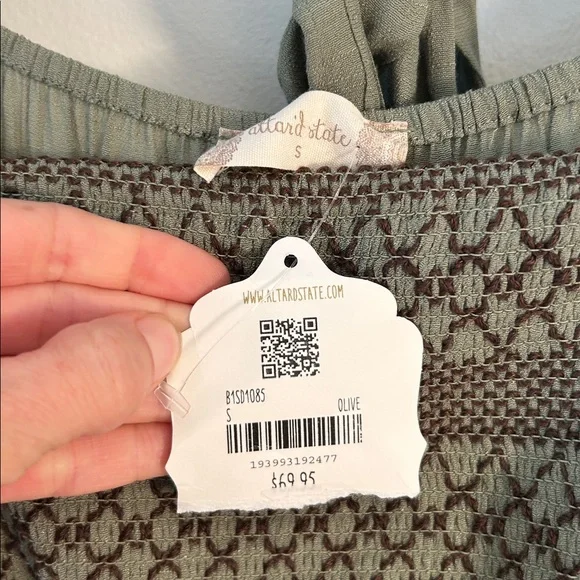 Altar’d State Olive Green Smocked Boho Dress NWT size Small - Picture 5 of 8